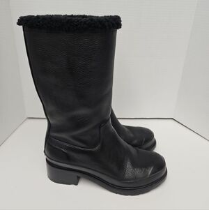 Hunter Black Winter Boots with Shearling Trim